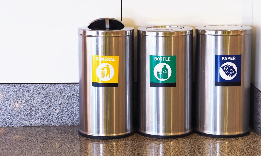 general bottle and paper waste receptacles
