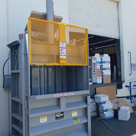 Equipment detail _ vertical-balers 2 CRA vertical baler outside building baling cardboard